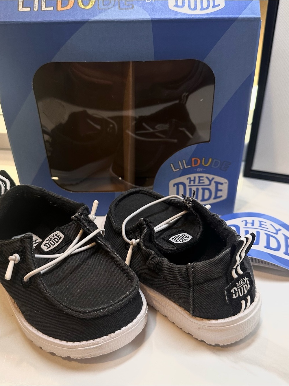 Hey Dude Lil' Dude Black Canvas Slip-On Baby Shoes
